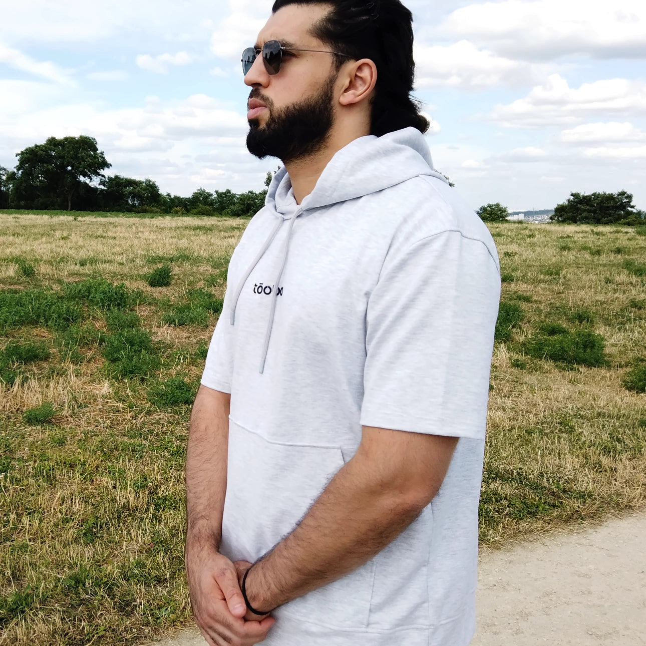 Hoodie manches courtes gris tōoba