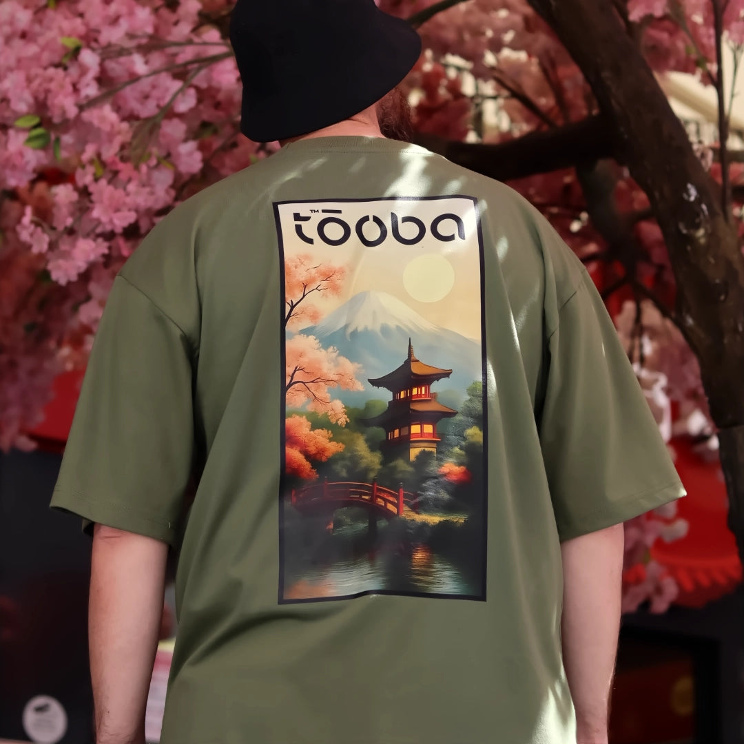 T-shirt oversize en coton kaki - Tee-shirt tōoba fuji